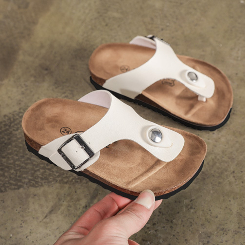 Venta al por mayor, zapatillas de tacón con plataforma para niños, chanclas, zapatillas con suela de goma de corcho, zapatos casuales para bebés, zapatos para niños
