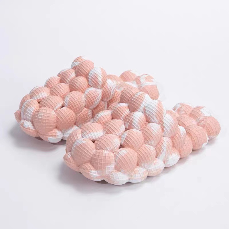 Sandalias deslizantes de suela blanda de Eva para mujer, antideslizantes para baño interior, toboganes de burbujas con diamantes de imitación naranja, masaje al por mayor, verano, playa