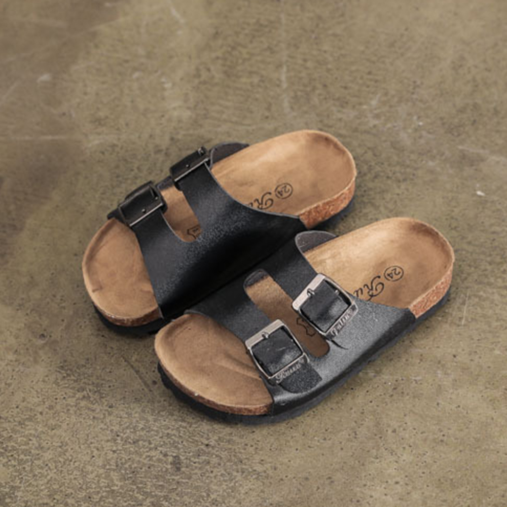 Zapatillas de corcho para niños Sandalias de una palabra para niños Zapatos de playa de moda para niñas 