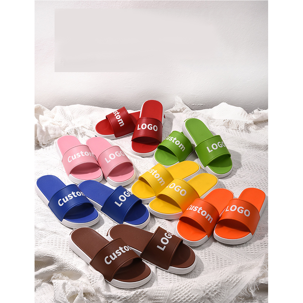 Zapatillas de diapositivas de Pvc para mujer con logotipo personalizado para el hogar para hombres y mujeres