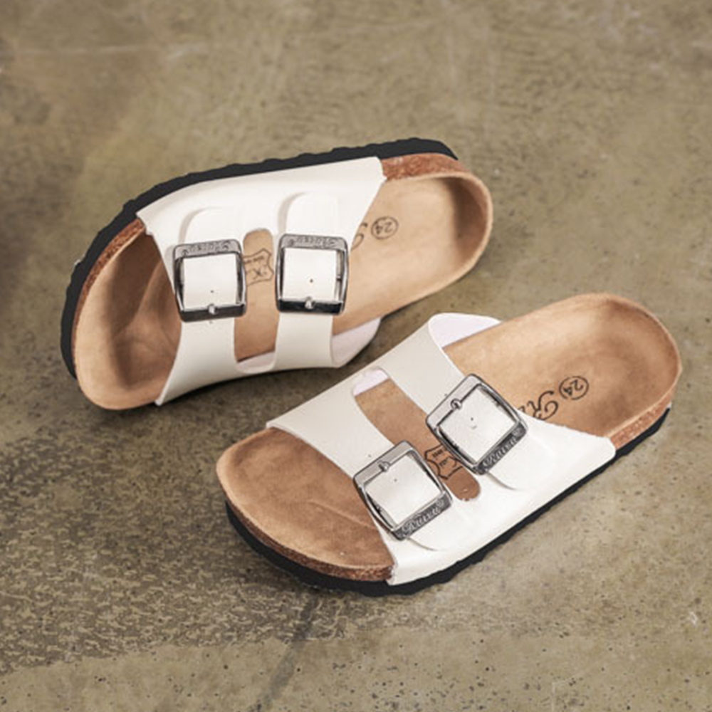 Zapatillas de corcho para niños Sandalias de una palabra para niños Zapatos de playa de moda para niñas 