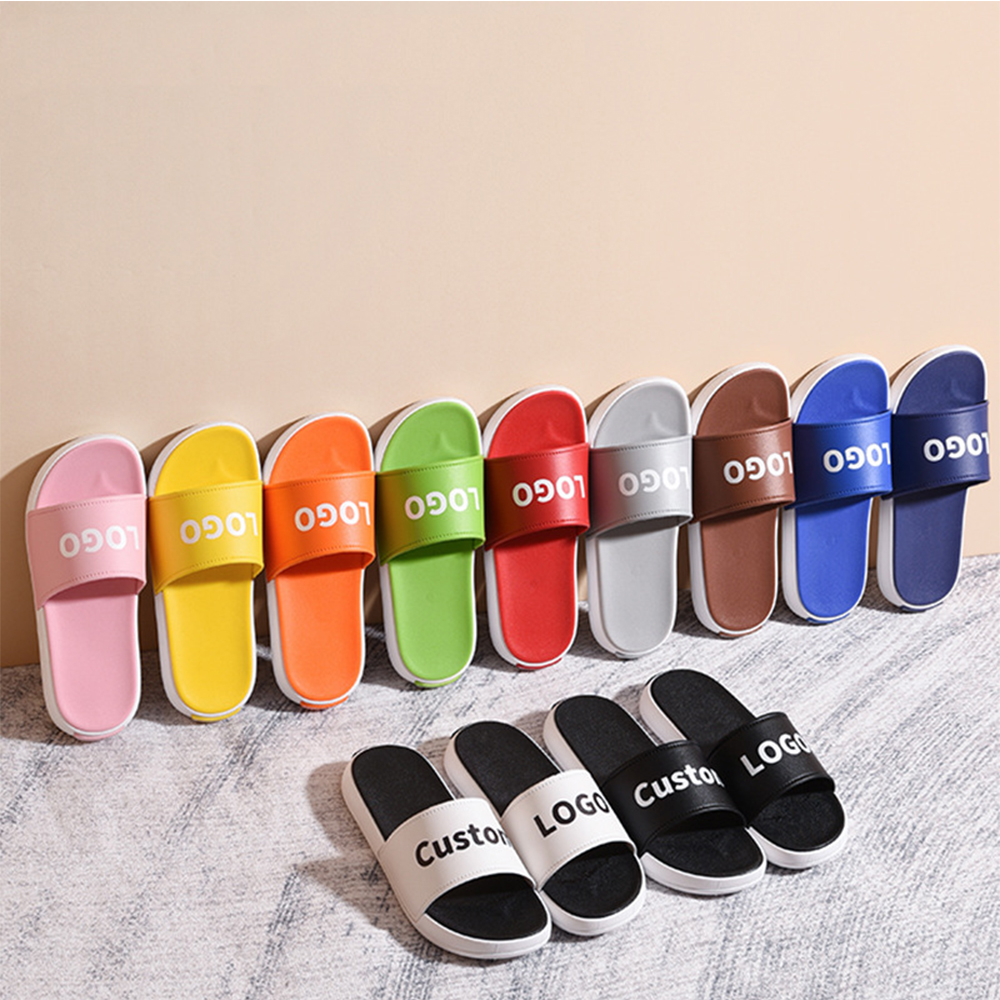 Zapatillas de diapositivas de Pvc para mujer con logotipo personalizado para el hogar para hombres y mujeres
