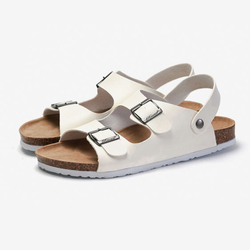 Los hombres deslizan cómodas zapatillas y sandalias de corcho diapositivas del dedo del pie sandalias de cuero del deslizador de corcho para los hombres