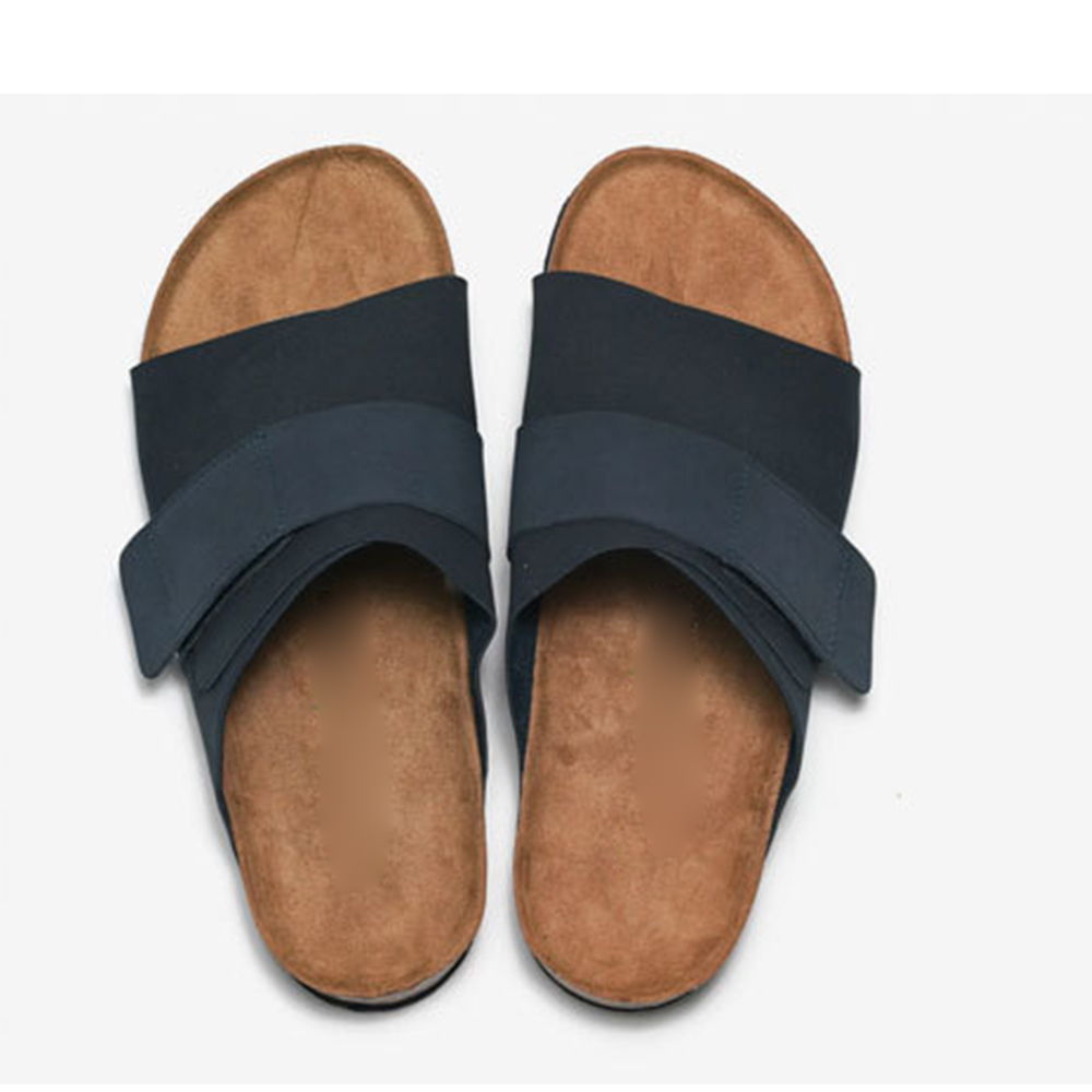 Sandalias y zapatillas planas con parte inferior de corcho de color sólido con hebillas ajustables
