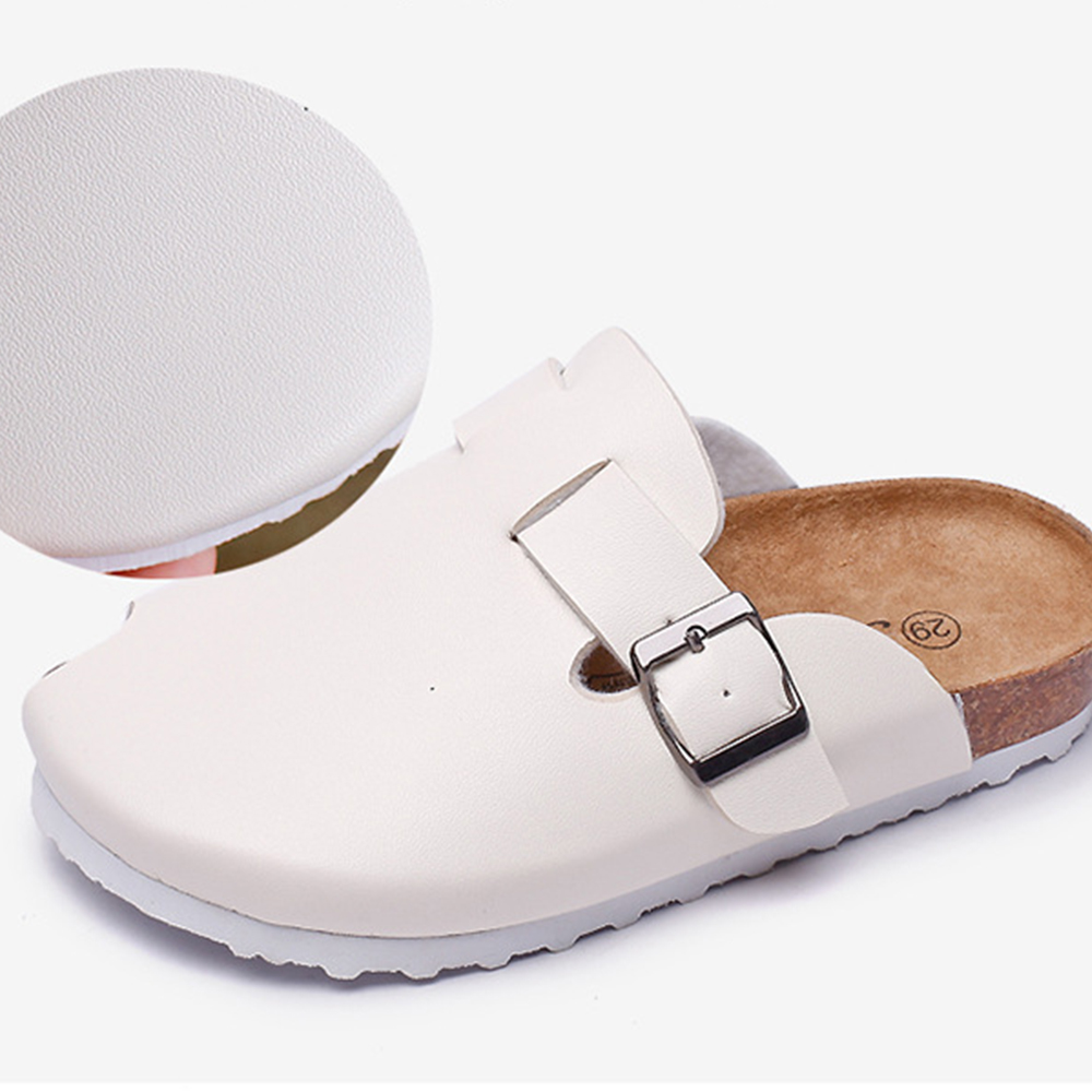 Zapatillas de corcho de playa de verano, sandalias informales de cuero con punta cerrada, sandalias para bebés y niños
