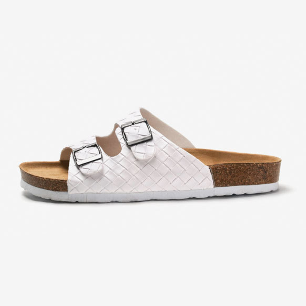 Sandalias de verano para mujer, zapatos de corcho suave con dos hebillas, zapatillas para mujer 2023