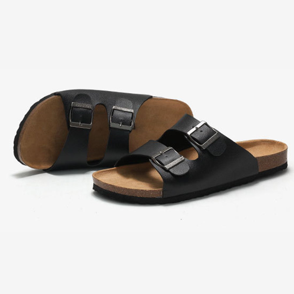 Zapatillas unisex de corcho con hebillas, zapatillas unisex frescas de playa antideslizantes con clip de gran tamaño