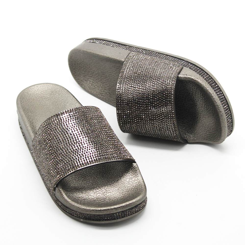 Diseño Zapatos Planos Verano Casual Rhinestone Señora Mujer Zapatilla Cristal
