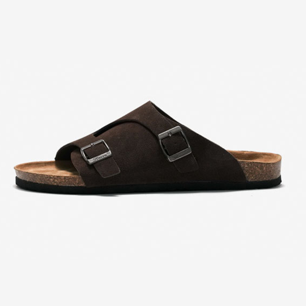  Playa Hebilla de metal Ortopédica Plana Casual Suela de corcho Sandalias Zapatillas