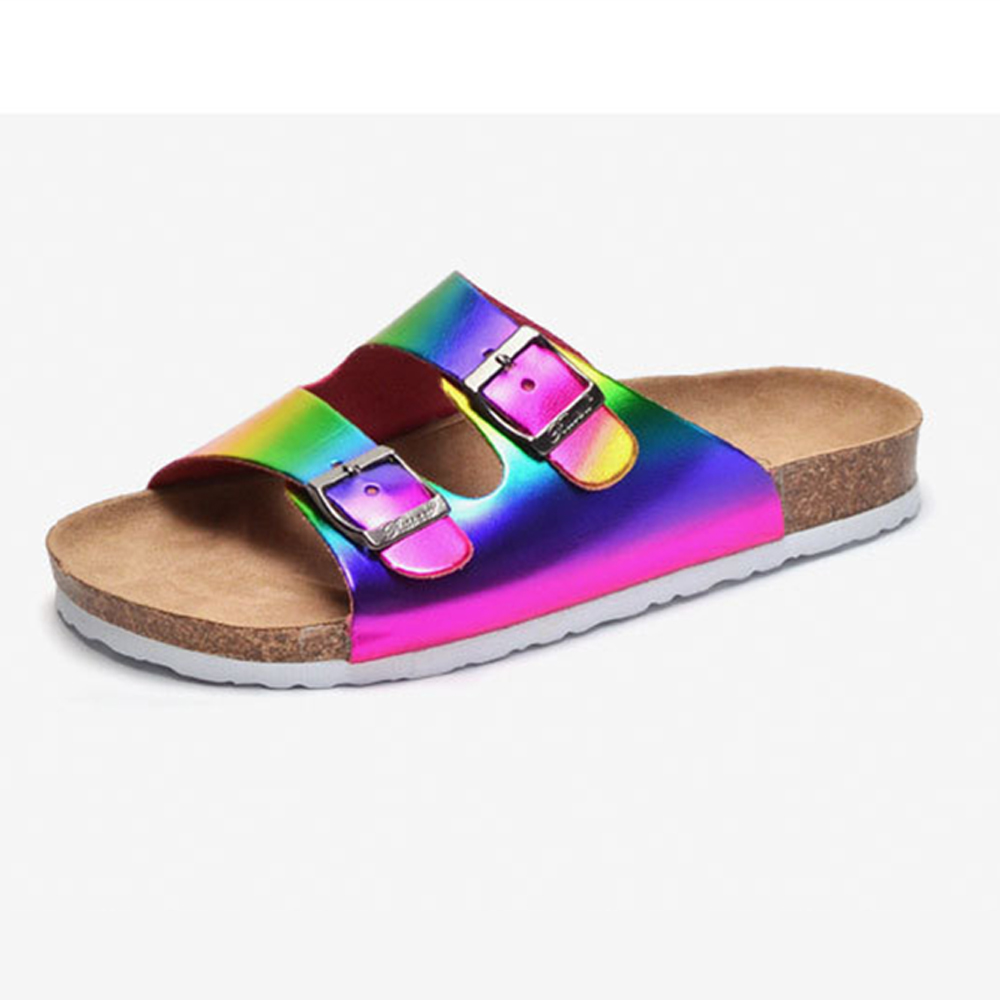 Zapatillas de corcho con suela de mujer a la moda, sandalias informales de verano para playa para mujer