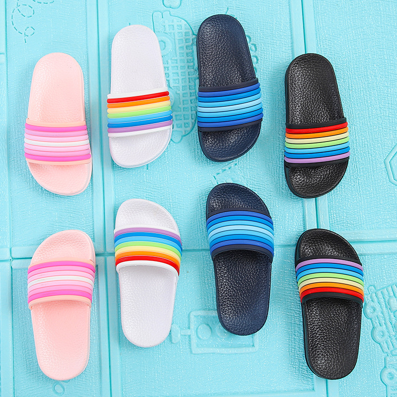 Zapatillas de color arcoíris para playa de verano al aire libre, sandalias deslizantes para hombre