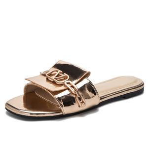 Zapatillas de mujer Zapatillas de mujer Moda Tobillo-Correa Hebilla Sandalias planas para mujer Zapatillas de mujer
