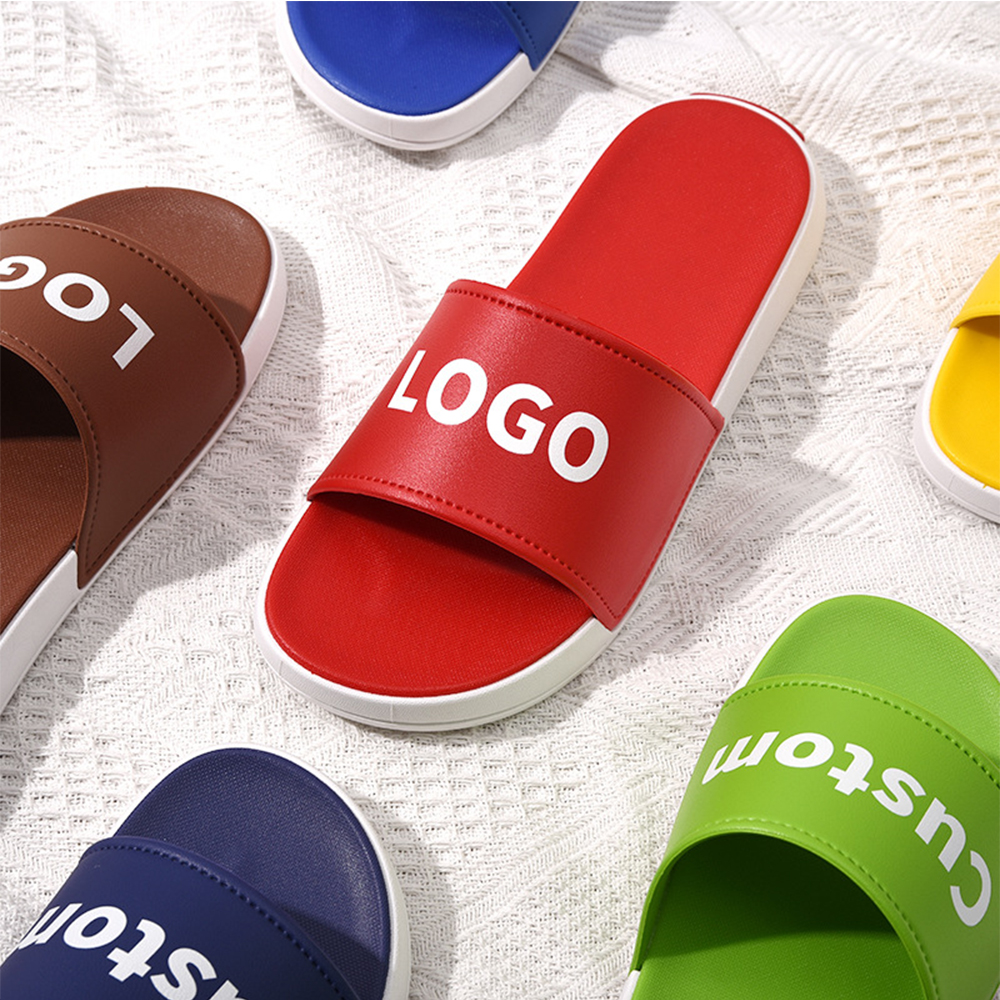 Zapatillas de diapositivas de Pvc para mujer con logotipo personalizado para el hogar para hombres y mujeres