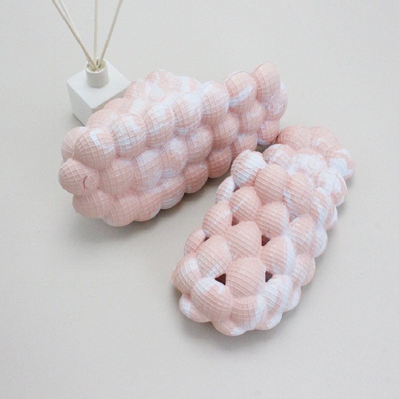 Sandalias deslizantes de suela blanda de Eva para mujer, antideslizantes para baño interior, toboganes de burbujas con diamantes de imitación naranja, masaje al por mayor, verano, playa