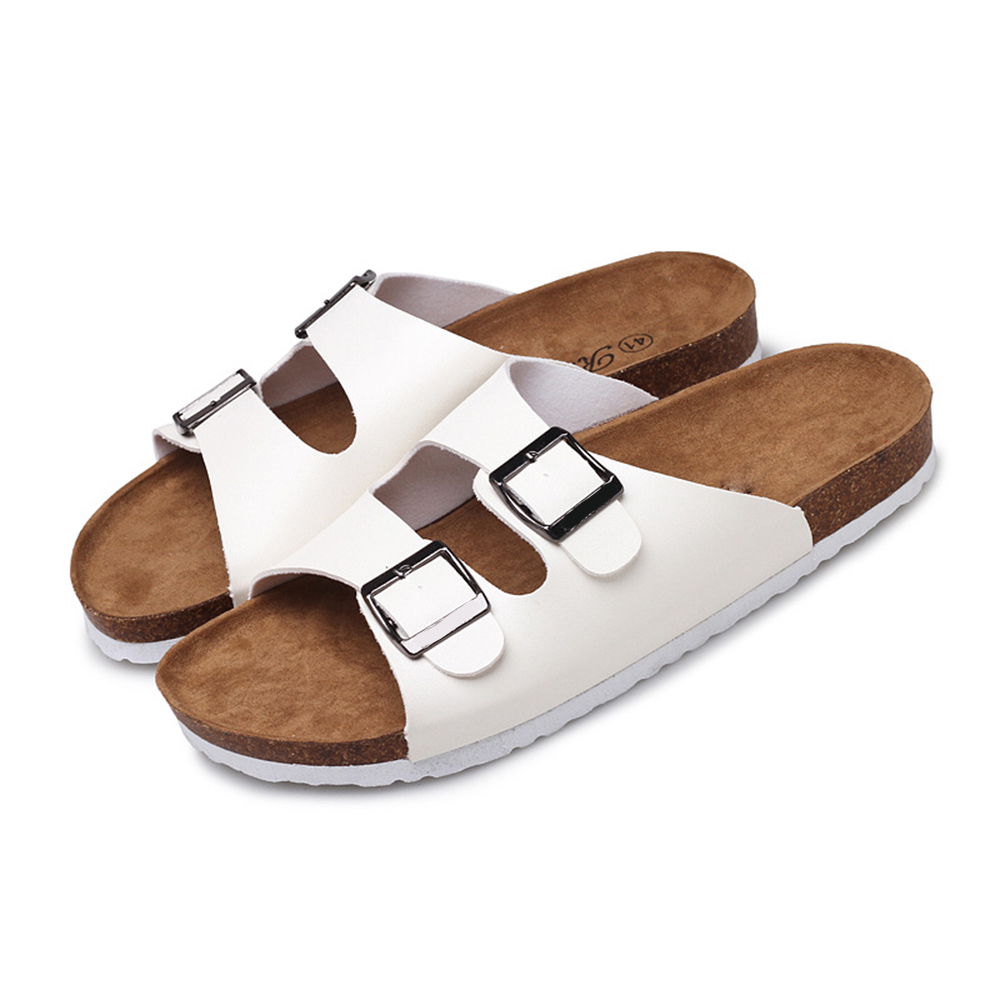 Zapatillas unisex de corcho con hebillas, zapatillas unisex frescas de playa antideslizantes con clip de gran tamaño