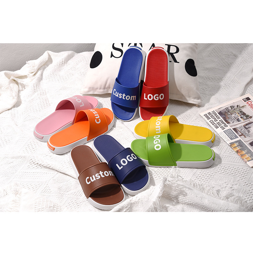 Zapatillas de diapositivas de Pvc para mujer con logotipo personalizado para el hogar para hombres y mujeres