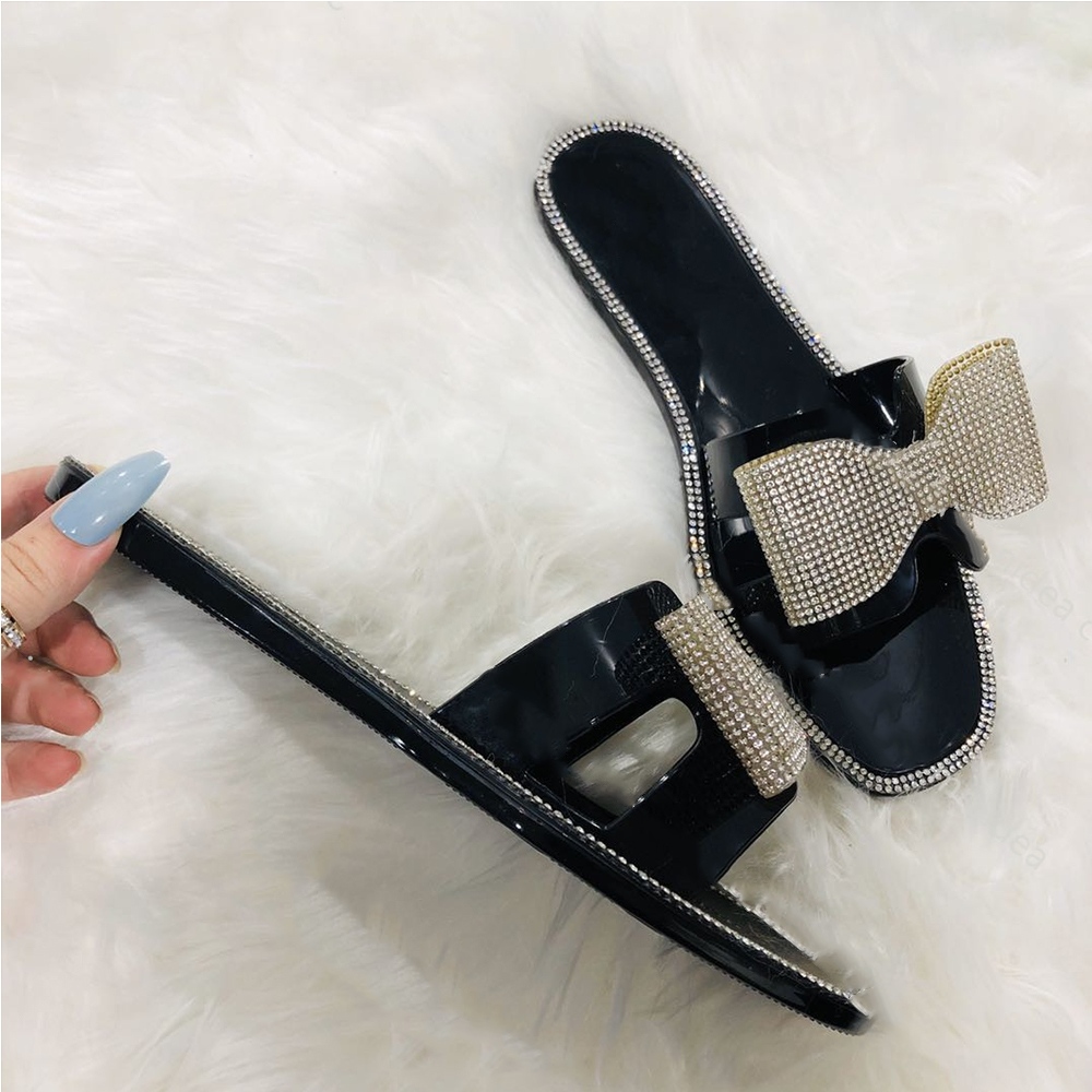 Nueva Mujer Diamantes Bling Bow Sandalia 