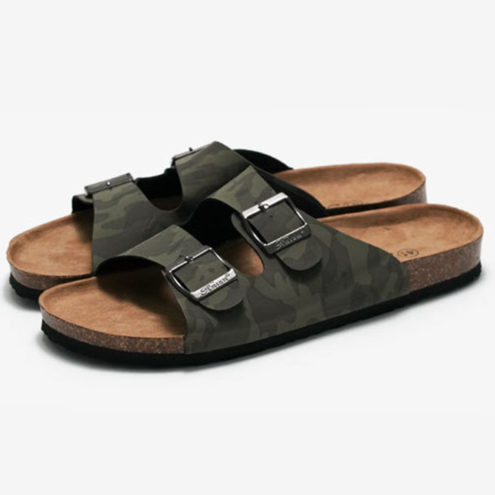 Parte superior con diseño estampado y chanclas sin cordones con suela de corcho para damas y hombres