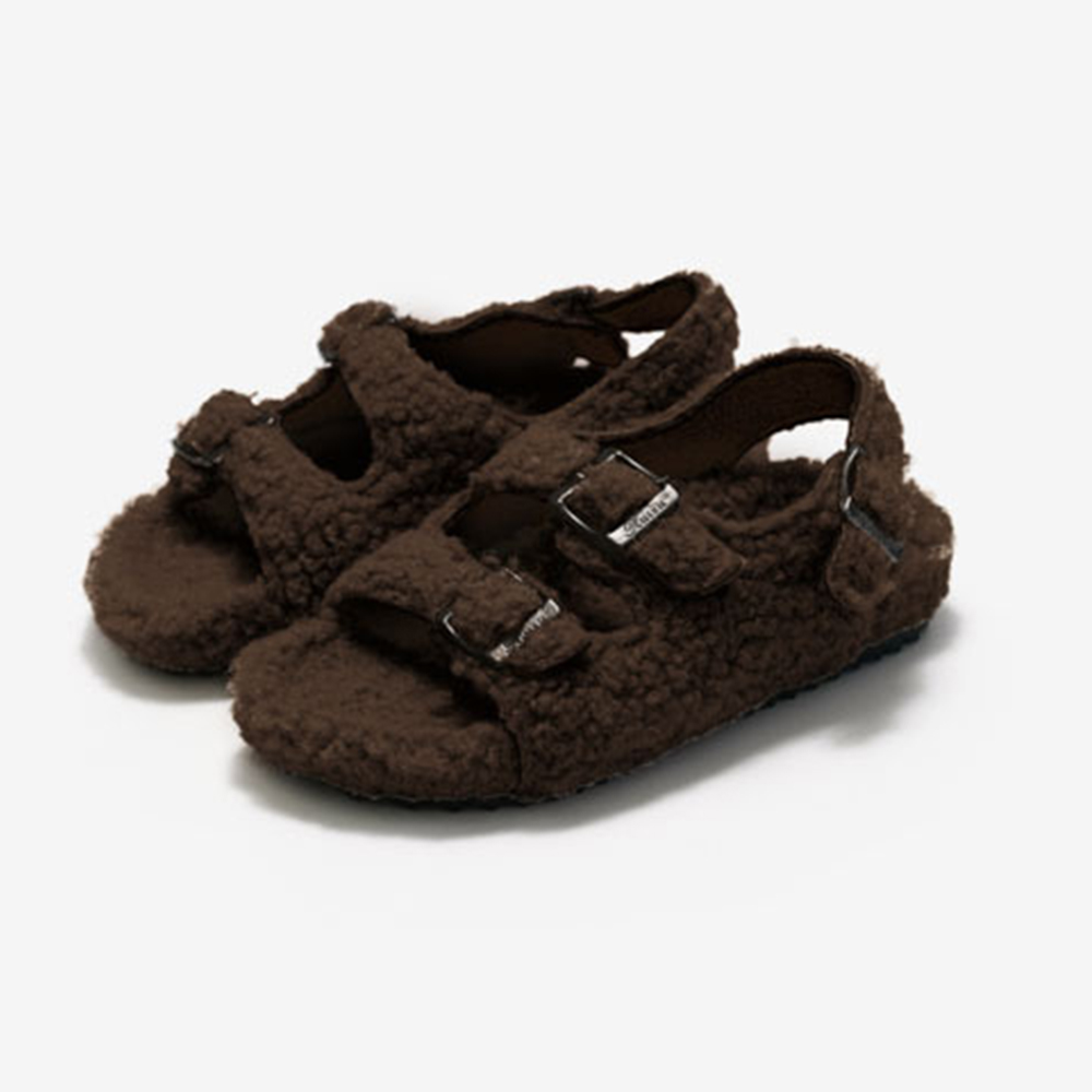 Zapatos de felpa de invierno para niños, sandalias con suela de corcho, zapatillas de lana para niños y niñas, zapatos para el hogar