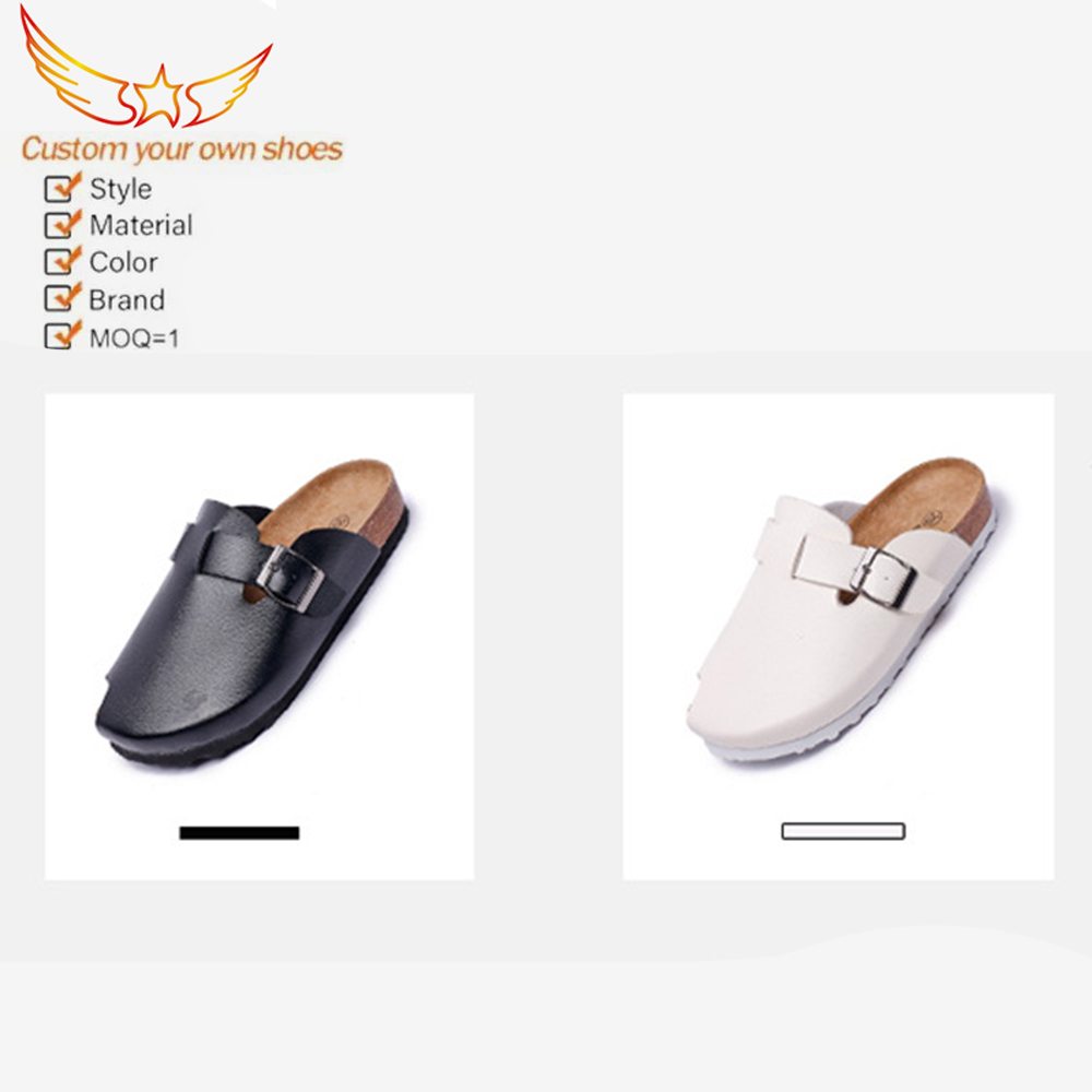 Zapatillas de corcho de playa de verano, sandalias informales de cuero con punta cerrada, sandalias para bebés y niños