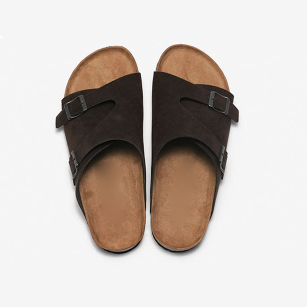  Playa Hebilla de metal Ortopédica Plana Casual Suela de corcho Sandalias Zapatillas