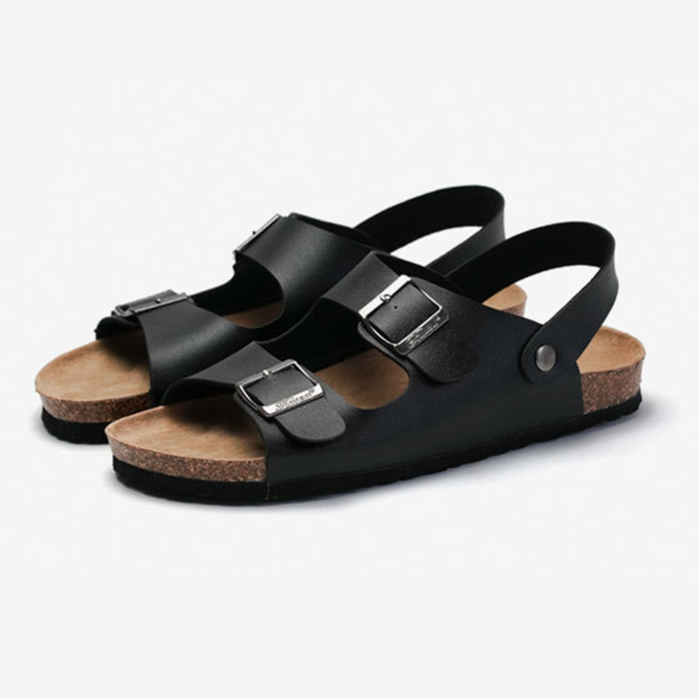 Los hombres deslizan cómodas zapatillas y sandalias de corcho diapositivas del dedo del pie sandalias de cuero del deslizador de corcho para los hombres