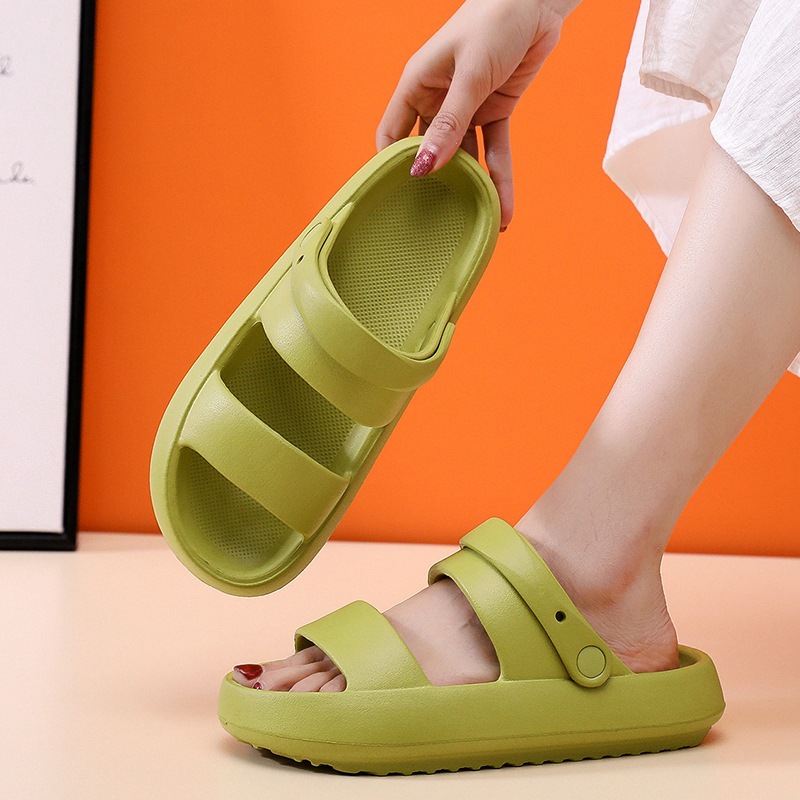 Sandalias de verano ajustables con doble hebilla de Eva para mujer, zapatillas deslizantes para mujer, zapatillas de verano con punta abierta
