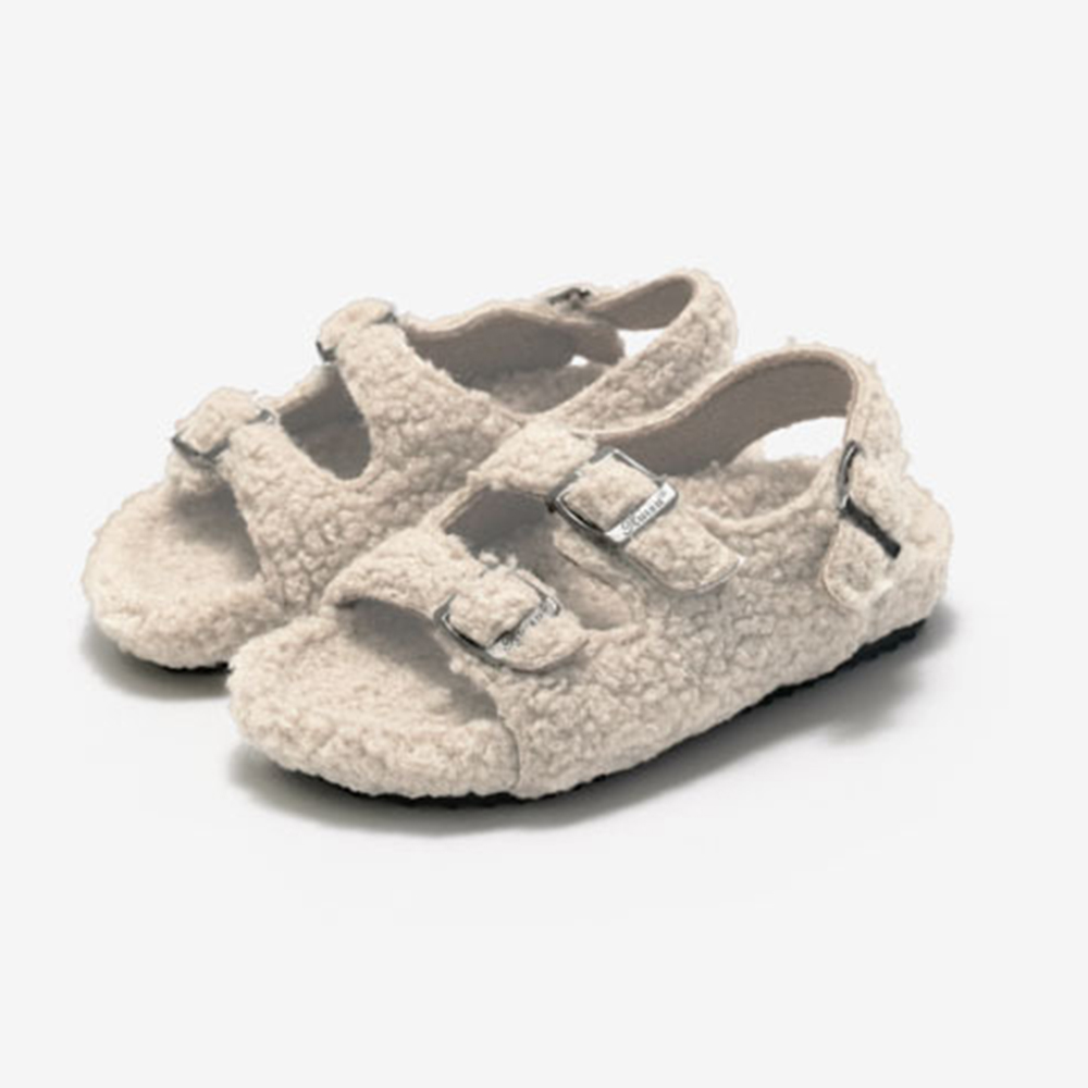 Zapatos de felpa de invierno para niños, sandalias con suela de corcho, zapatillas de lana para niños y niñas, zapatos para el hogar