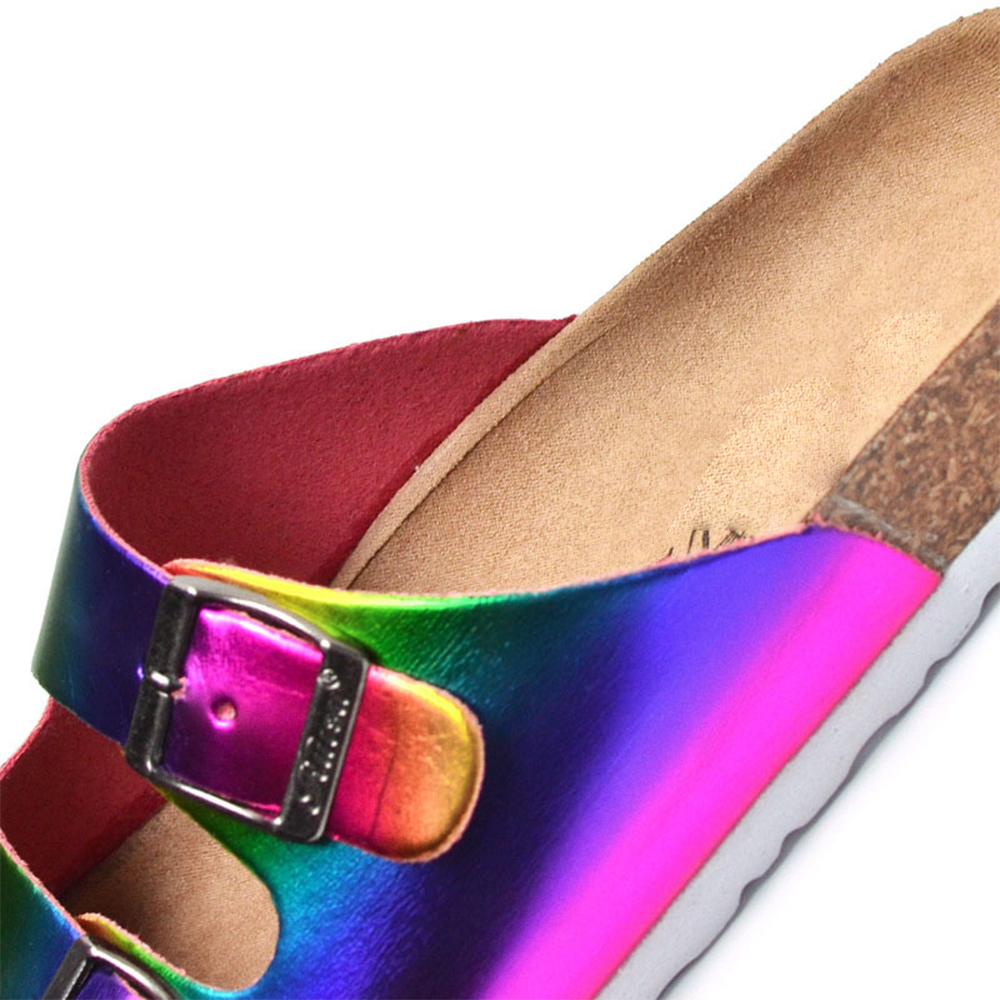 Zapatillas de corcho con suela de mujer a la moda, sandalias informales de verano para playa para mujer
