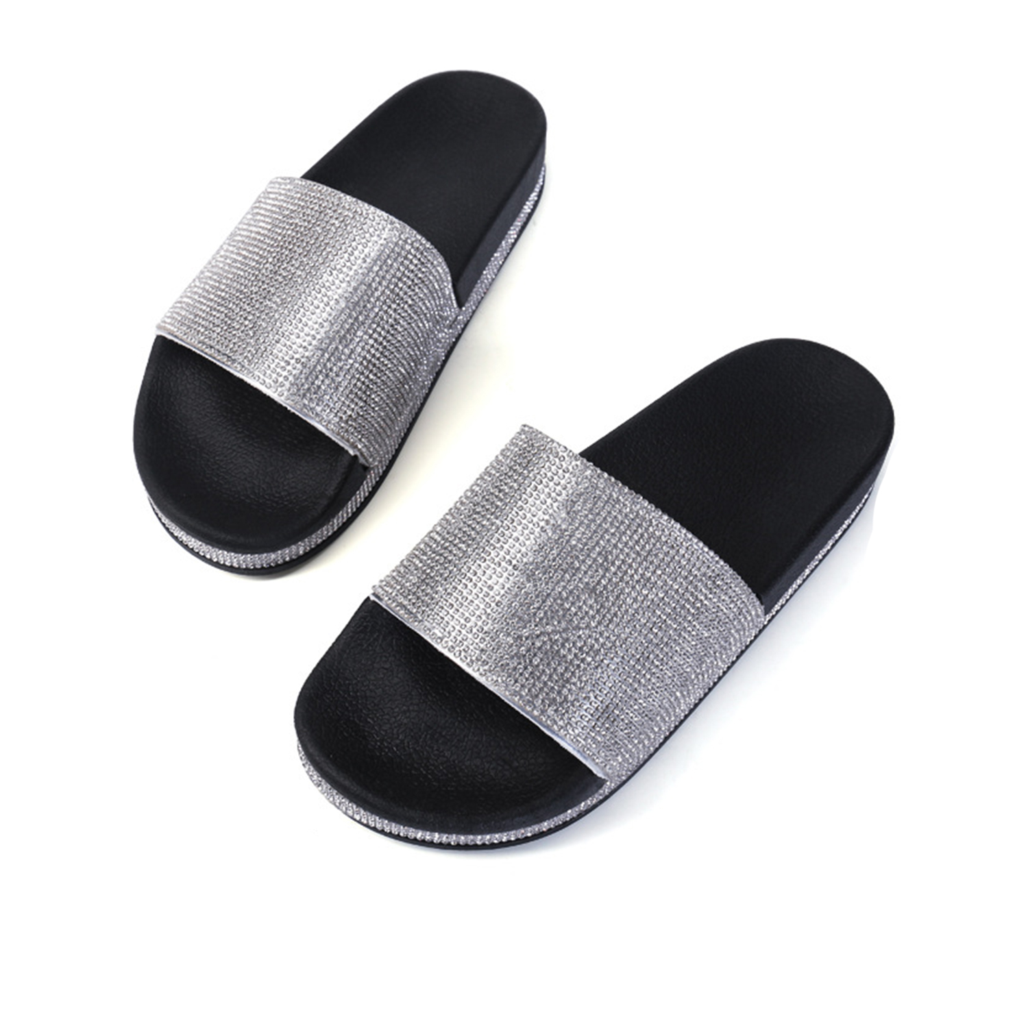 Diseño Zapatos Planos Verano Casual Rhinestone Señora Mujer Zapatilla Cristal