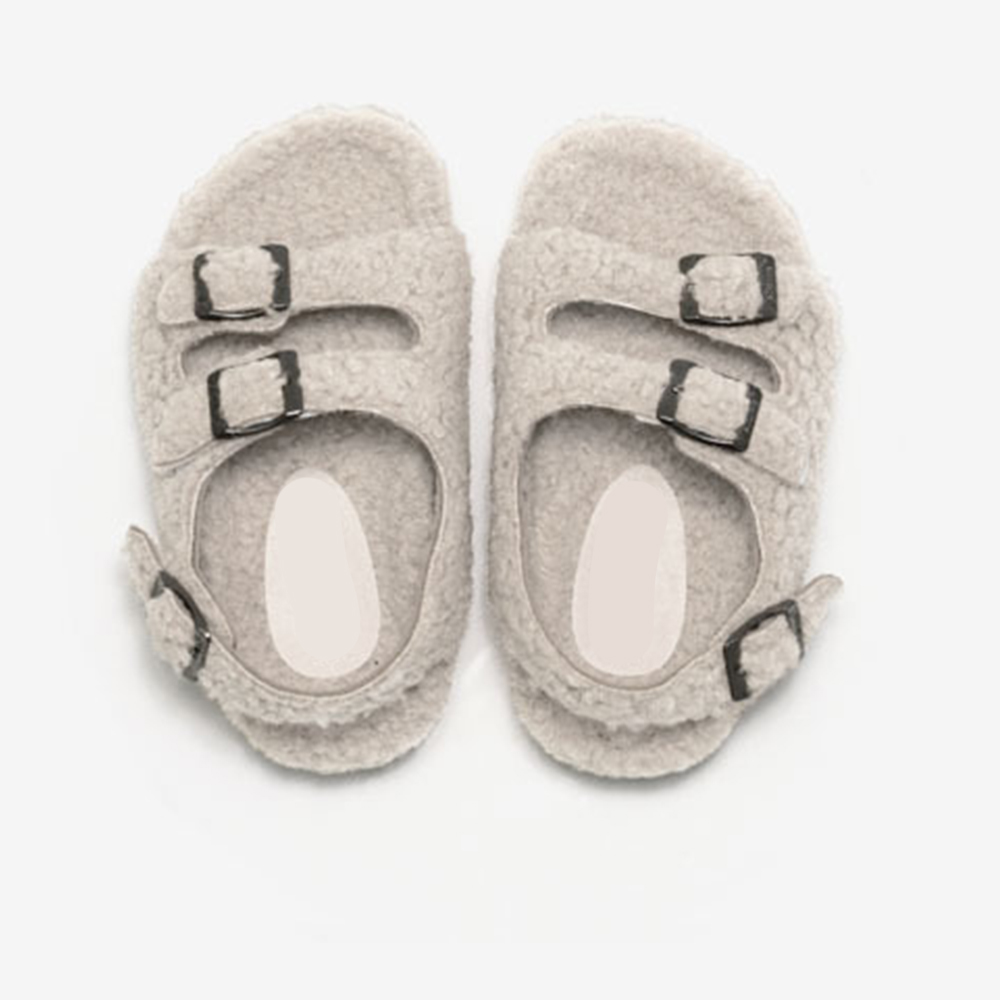 Zapatos de felpa de invierno para niños, sandalias con suela de corcho, zapatillas de lana para niños y niñas, zapatos para el hogar