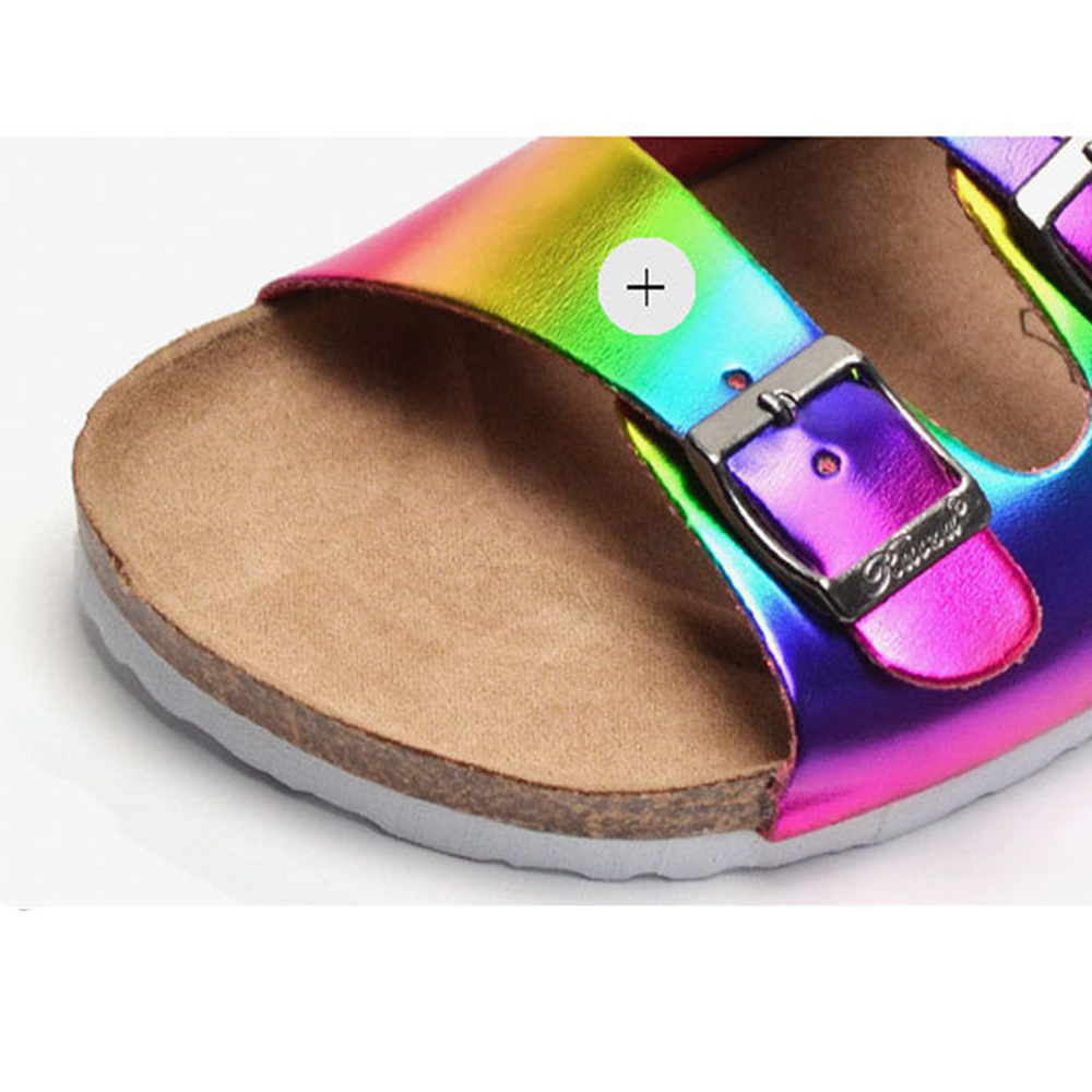 Zapatillas de corcho con suela de mujer a la moda, sandalias informales de verano para playa para mujer