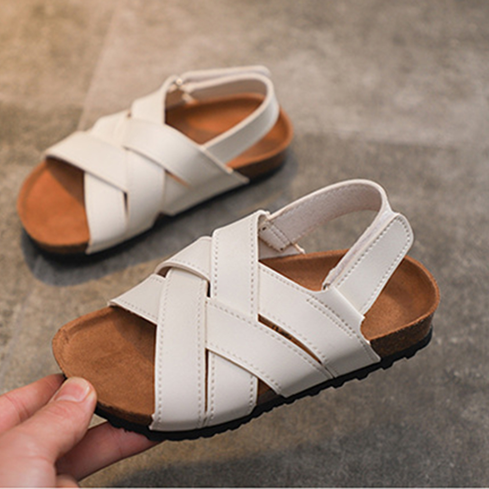 La moda para niños previene la sandalia resbaladiza Sandalias de corcho con parte inferior gruesa